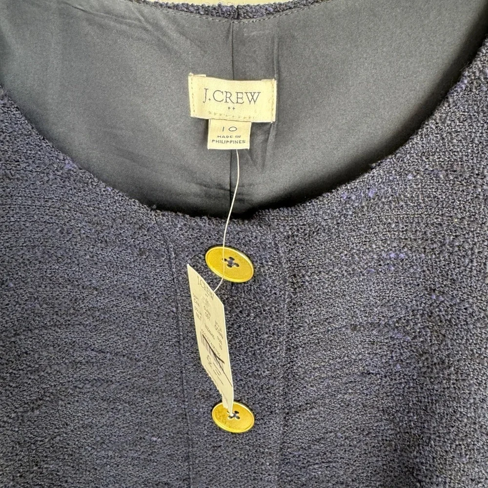 J Crew Factory Navy Tweed Sleeveless Shift Dress Size 10 - Picture 5 of 6